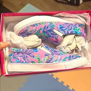 Lilly Pulitzer floral slip ons